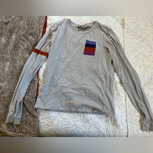 Freecity Gray Long Sleeve Tee with Colorful Pocket
